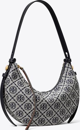 Tory Burch Womens T Monogram Romy Half Moon Bag, One Size