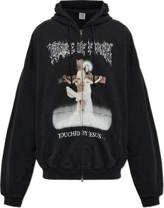 VETEMENTS Geprinte Sweater - Heren - Vesten met rits - Zwart - M - Katoen - Hoodies & sweatvesten