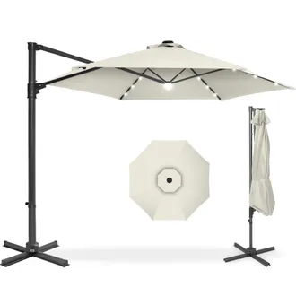 Best Choice Products 10ft 360&deg; Rotating Cantilever Easy Auto Open Patio Umbrella w/ Solar LED Lights