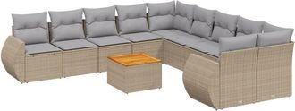 vidaXL Set De Sof&aacute;s De Jard&iacute;n 11pzas Con Cojines Rat&aacute;n Sint&eacute;tico Beige Vidaxl