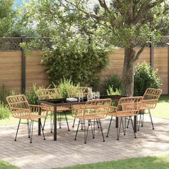 vidaXL Conjunto De Comedor De Jard&iacute;n 7 Pcs Marr&oacute;n Vidaxl