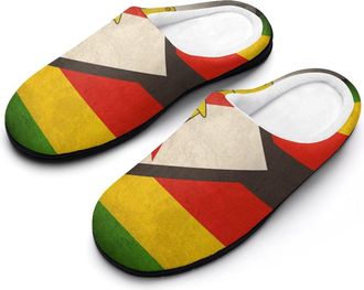 Generic Vintage Zimbabwe Flag Mens House Slippers Memory Foam Washable Cotton Slip on Home Shoes