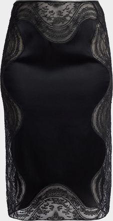 Tom Ford Lace-Trim Crepe Envers Satin Knee-Length Skirt