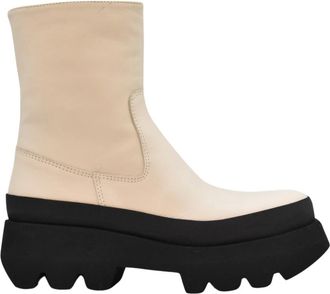 Paloma Barcel&oacute; Ivoor Veterschoenen Platte Aw 21 - Dames - Enkellaarsjes - Beige - 39 EU - Schoenen
