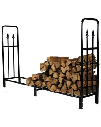 Sunnydaze Firewood Steel Log Holder Storage Holder With Waterproof Cover