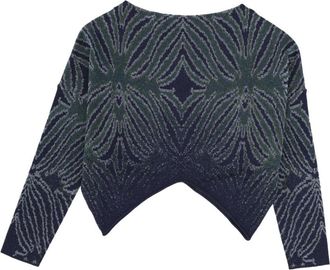 Circus Hotel Navy Blue Abstract Round Neck Top