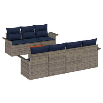 vidaXL Conjunto De Sof&aacute;s De Jard&iacute;n 8 Pcs Gris Rat&aacute;n Sint&eacute;tico Vidaxl