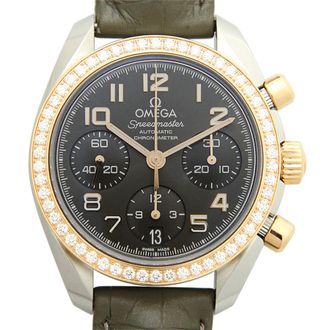Omega Pre-owned Omega Speedmaster Chronograph Diamond Grey Dial Ladies Watch 324.28.38.40.06.001