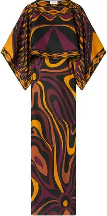 Pucci Marmo Print Silk Dress With Cape