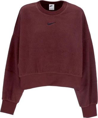 Nike Plush Mod Crop Crewneck Sweatshirt - Dames - Sportshirts - Rood - M - Polyester - Fitness