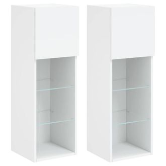 Berkfield Home TV Cabinets with LED Lights 2 pcs White 30.5x30x90 cm