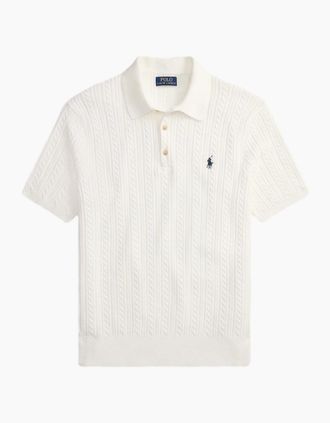 Polo Ralph Lauren Mens Polo Ralph Lauren Knitted Polo 002 Deckwash White - Size: 40