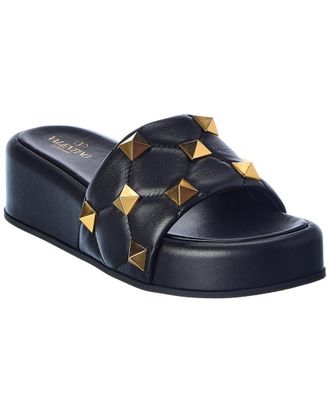 Valentino Roman Stud Leather Flatform Slide