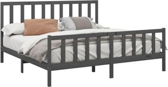 vidaXL Bed Frame without Mattress Grey 200x200 cm Solid Wood Pine Vidaxl