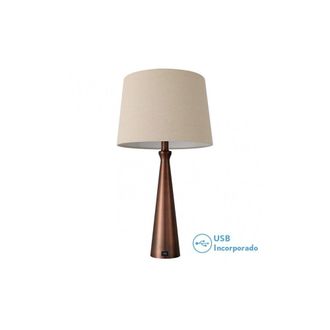Fabrilamp Sobremesa Pearl E27 Marr&oacute;n Puerto Usb - Marr&oacute;n