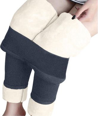 Generic Fleece Leggings for Women UK,Women Ladies Thermal Winter Thick Velvet Stretchy Fleece Lined Leggings Pant Elastic High Waisted Workout Casual Daily Ti