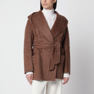 Max Mara Short brown coat in camel and mohair