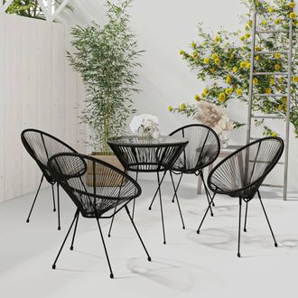 vidaXL Juego De Comedor De Jard&iacute;n 5 Piezas Rat&aacute;n Pvc Negro Vidaxl