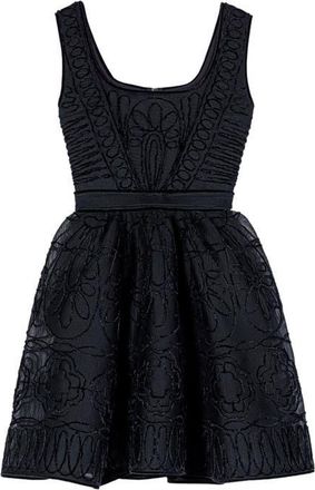 Maje Short embroidered basket knit dress in Black at Nordstrom, Size 40 Eu