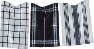 Tag Classic Black Cotton Dishtowel Set of 3 Check Stripe Design at Nordstrom