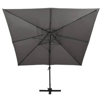 Berkfield Home Cantilever Umbrella with Double Top 300x300 cm Anthracite in Dark Grey