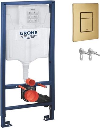 GROHE Cisterna Empotrada Kit Completo Rapid Sl Grohe. Bastidor Y Pulsador Skate Oro Cepillado Con Anclajes