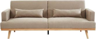 VENTE-UNIQUE.COM Sof&aacute; cama poli&eacute;ster 3 plazas beige 216x89cm