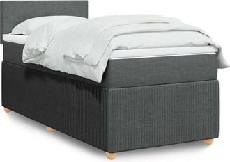 vidaXL Cama Box Spring Con Colch&oacute;n Tela Gris Oscuro 90x190 Cm Vidaxl