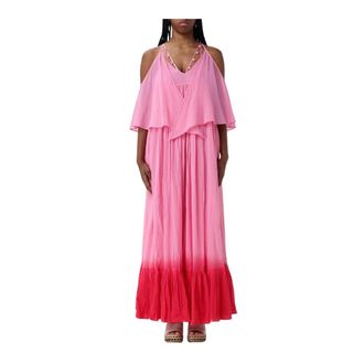 Pinko Chique Asymmetrische Zoom Midi Jurk - Dames - Maxi kleedjes - Roze - L - Polyester - Kleedjes