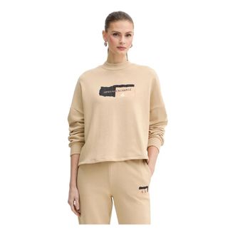 A|X Armani Exchange Print Mock-neck Sweatshirt - Dames - Sweatshirts - Beige - L - Katoen - Hoodies & sweatvesten