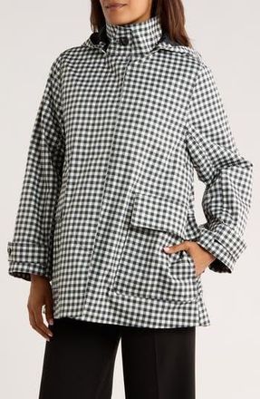 Bernardo Gingham Hooded Raincoat in Black/white at Nordstrom Rack, Size X-Large