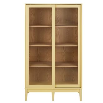 Maisons du monde Vitrina amarillo claro con 2 puertas de vidrio