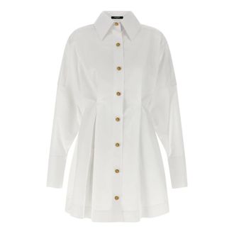 Balmain Poplin Shirt Dress - female - Balmain - Shirt Dresses - White - XS - Dresses
