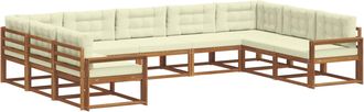 vidaXL Conjunto De Sof&aacute;s De Exterior 9 Uds. Natural Y Crema Vidaxl