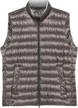 Herno Grijze Gewatteerde Mouwloze Hoge Nek Jas - Heren - Bodywarmers - Grijs - M - Jassen
