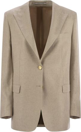 Tagliatore Womens Two-button Silk Jacket - Tan - Size EU 44 (Womens)