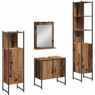 vidaXL Juego De Muebles De Ba&ntilde;o 4 Pcs Marr&oacute;n 33 X 33 X 185.5 Cm Vidaxl