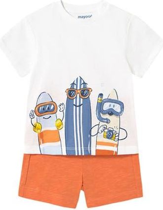 MAYORAL Shorts and Surf T-Shirt Set in Coral at Nordstrom, Size 18M