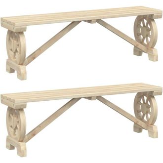 vidaXL Garden Benches 2 pcs Solid Wood Fir Vidaxl
