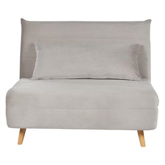 Beliani Beliani - Sof&aacute; De Terciopelo Moderno De 1 Asiento Cama Individual Con Coj&iacute;n Gris Claro Setten