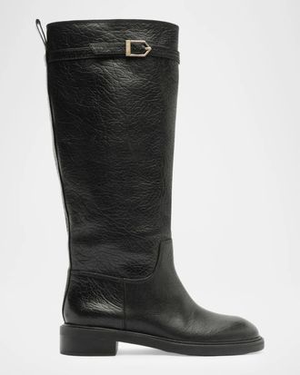 Schutz 35mm Bianca Crinkled Leather Knee-High Boots