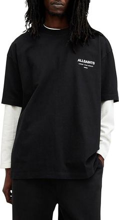 AllSaints Underground Short Sleeve Crew Mens Clothing Jet Black 1 : LG, Cotton