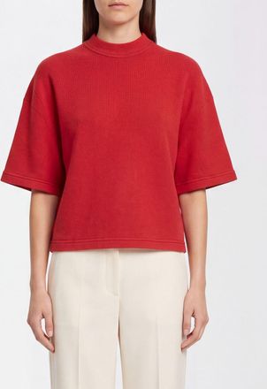 SA SU PHI T-shirt girocollo in puro cashmere con maniche corte e spalle scese