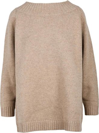 Max Mara Luxe Wol Kasjmier Trui Radames - Dames - Ronde hals truien - Bruin - S - Wol - Truien & Vesten