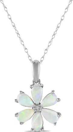 Luxury Bazaar Collana in oro bianco 14 carati con diamanti e opale - Argento