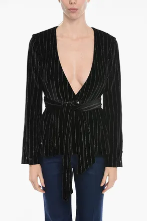 Philipp Plein Blouse ELEGANT With Striped Pattern And Belt Philipp Plein