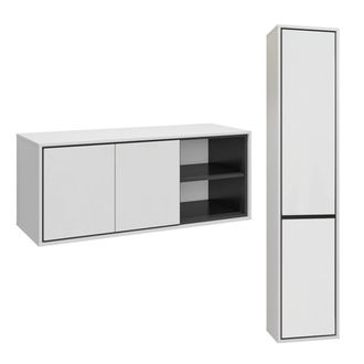 Petits Meubles Conjunto mueble bajo lavabo 120 cm paneles laminados blanco