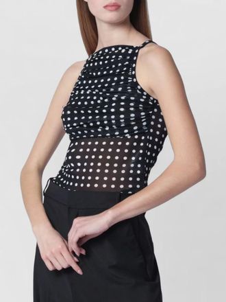 Patou ruched polka-dot top