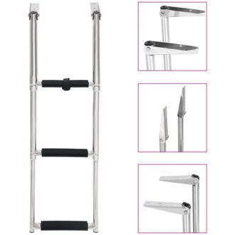 vidaXL Escalera De Embarque Plegable 3 Pelda&ntilde;os Acero Inoxidable Vidaxl