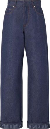 Fendi FF Reverse Denim Jeans - Dames - Loose Fit Jeans - Blauw - M - Denim - Jeans